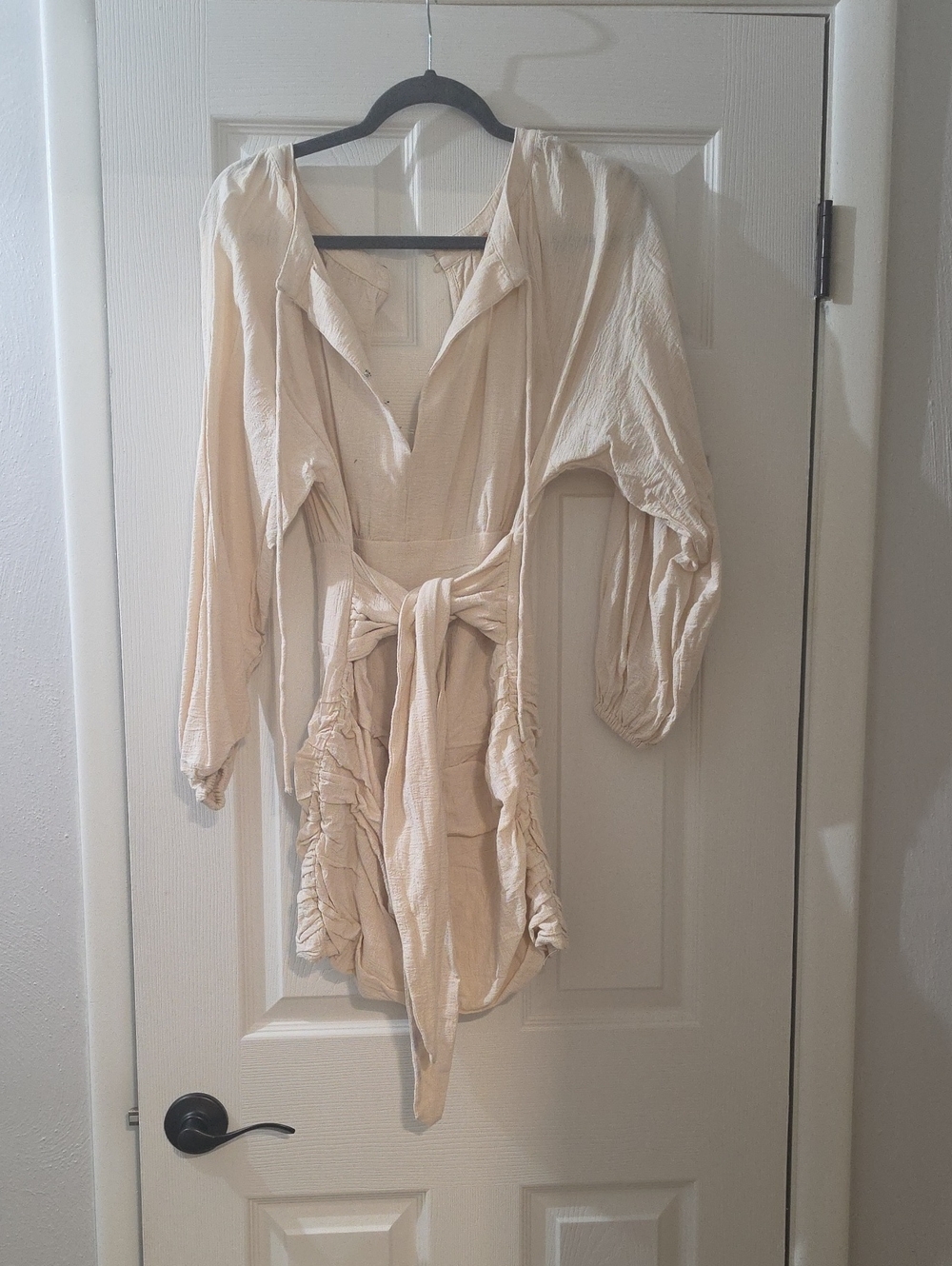 Women's Cream Tie-Waist Dress
